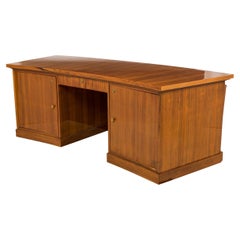 Andre Arbus French Art Deco Blond Rosewood and Bronze Executive Desk