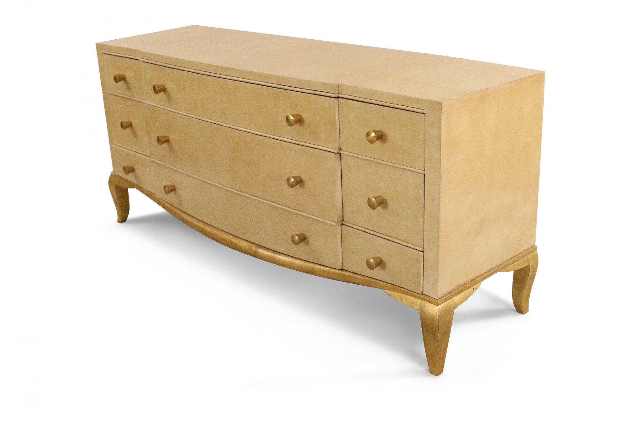 Andre Arbus French Mid-Century Parchment Veneer 9-Drawer Chest 5