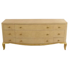 Andre Arbus French Mid-Century Parchment Veneer 9-Drawer Chest