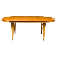 Andre Arbus French Mid-Century Sycamore Inlaid and Veneered Dining Table
