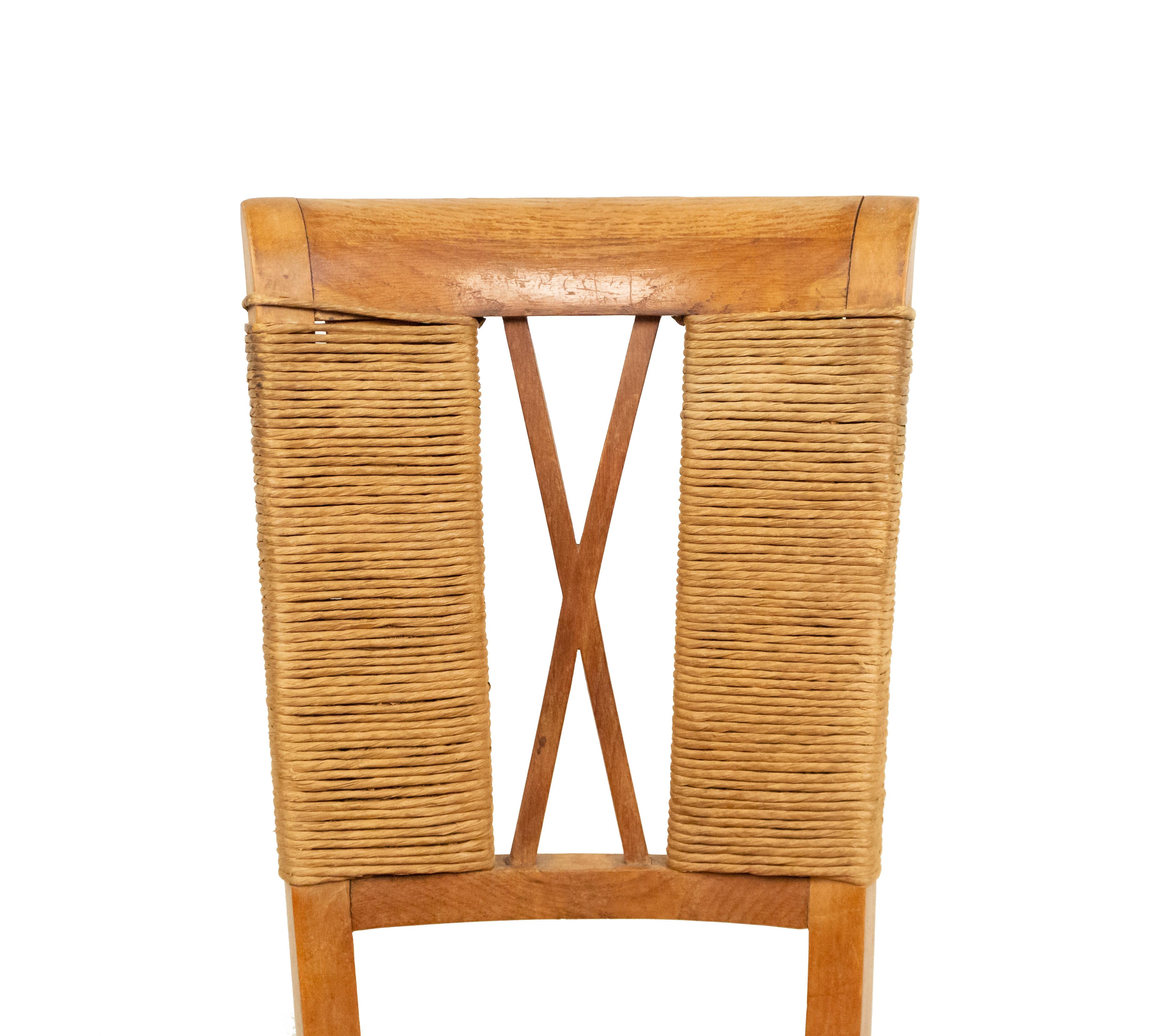 Set of 6 Andre Arbus French Midcentury Woven Back Chairs For Sale 4
