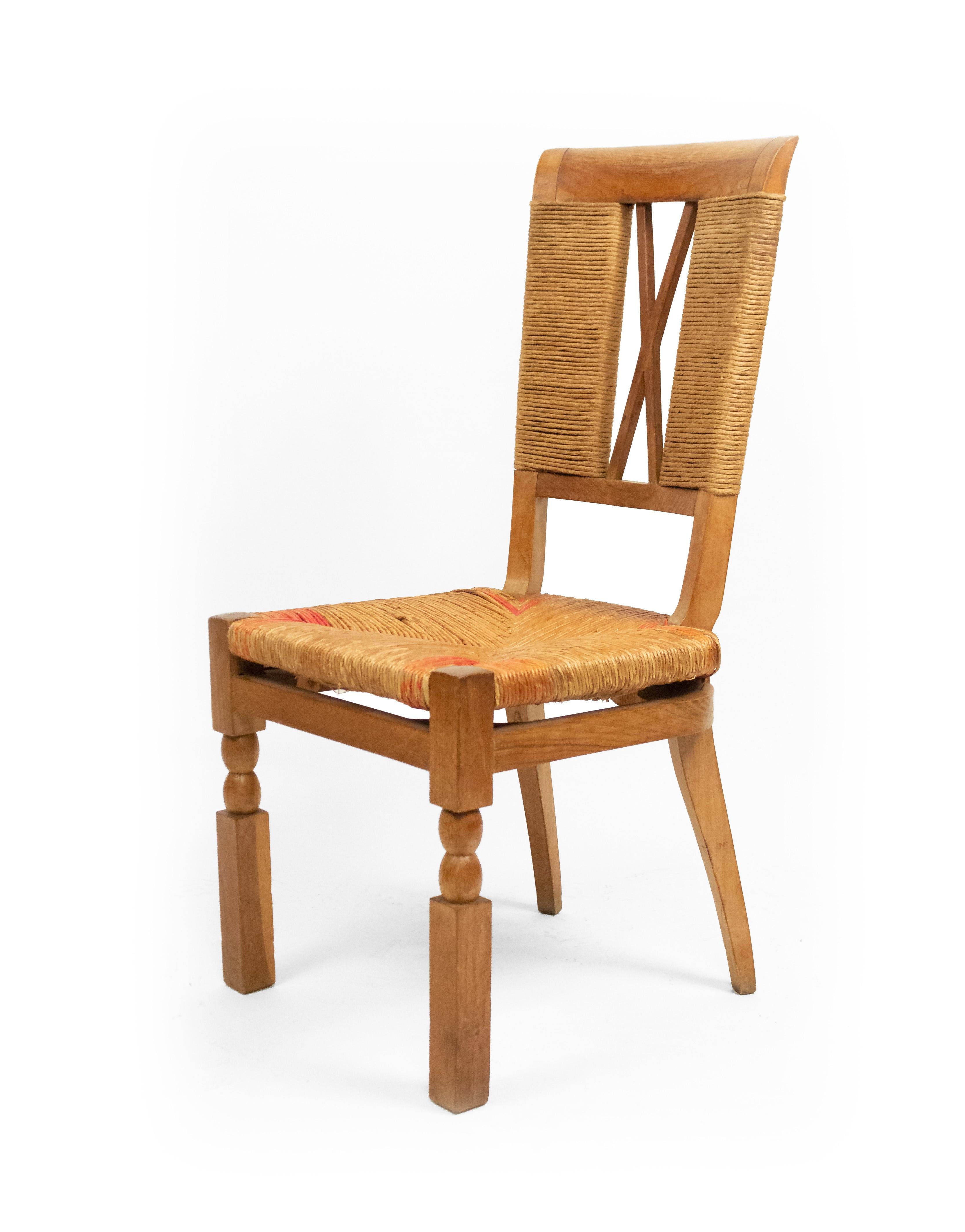 6er-Set Andre Arbus Französische Stühle mit geflochtener Rückenlehne aus der Mitte des Jahrhunderts im Angebot 2