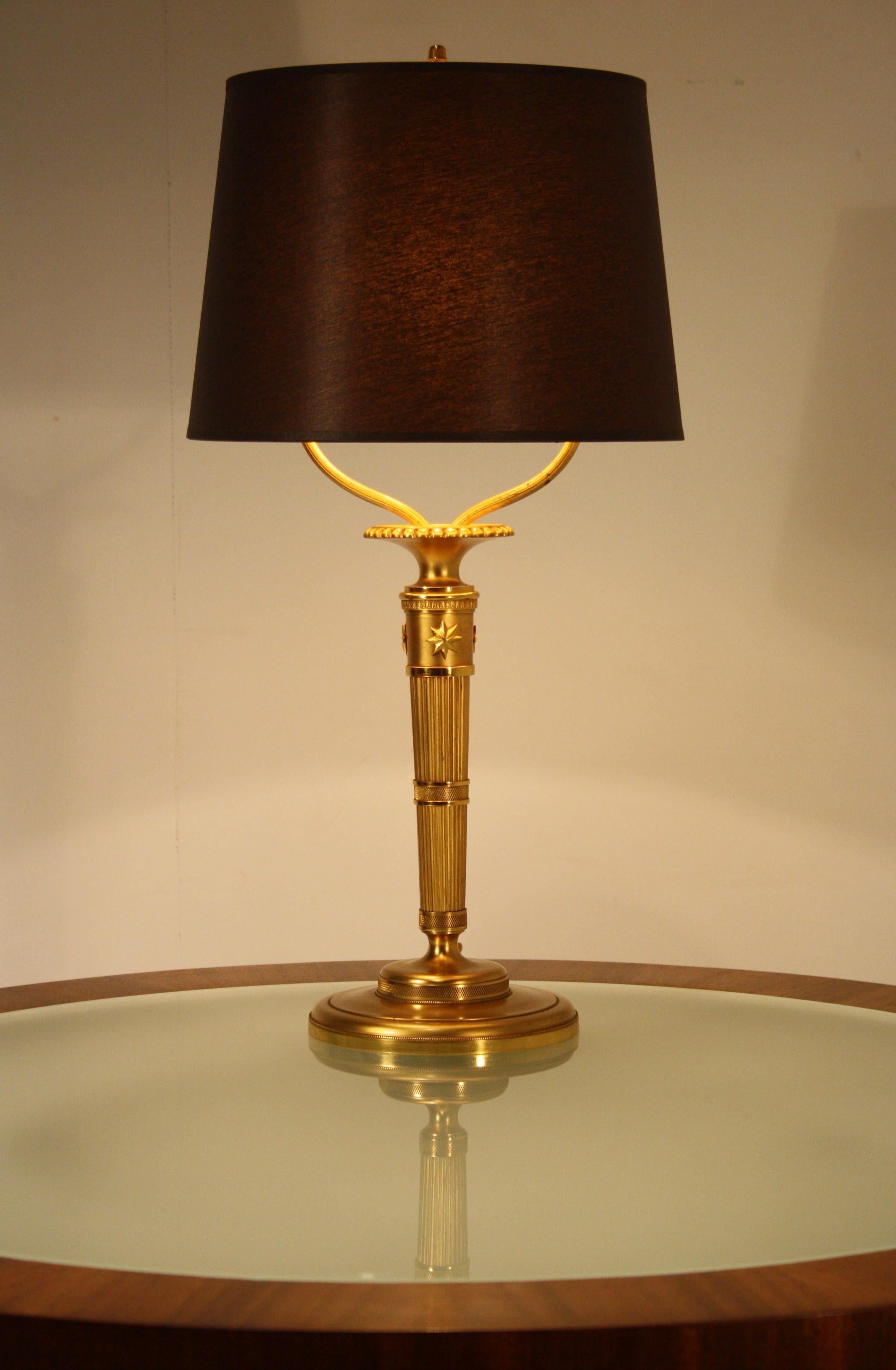 Andre Arbus Gilded Bronze Table Lamp, 1930s In Good Condition In Belgium, BE