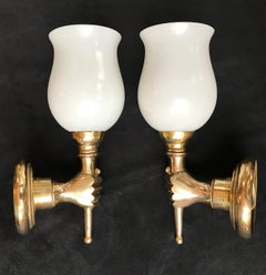 Andre Arbus Gilt Bronze Neoclassical Sconces, France, 1950