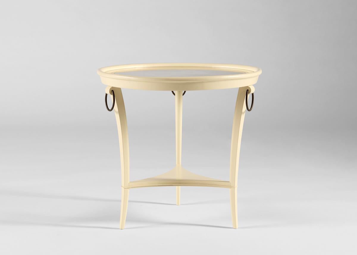 Art Deco André Arbus, Lacquered Guéridon with Mirror Top, France, circa 1936 For Sale