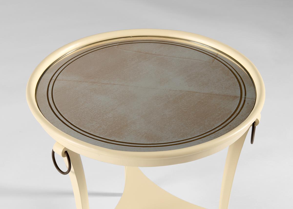 French André Arbus, Lacquered Guéridon with Mirror Top, France, circa 1936 For Sale