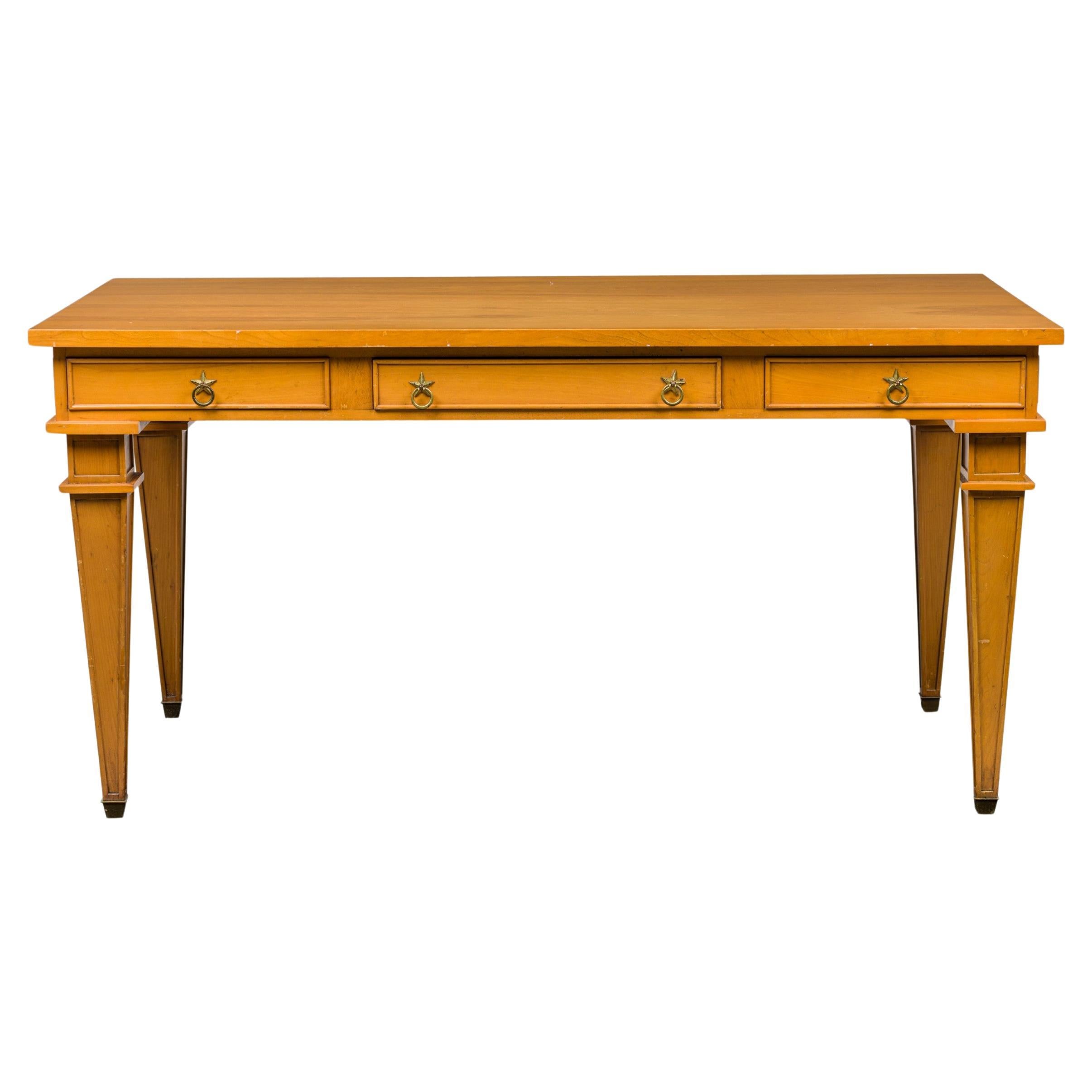 André Arbus Mid-Century French Sycamore Desk Writing Table