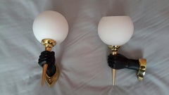 Andre Arbus Neoclassica Blackl Hand Sconces, France, 1950