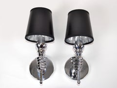 André Arbus style  Nickel-Plated Hand Sconces Wall Lights French , Two Pairs