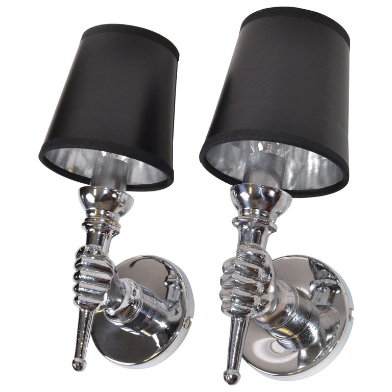 André Arbus Nickel-Plated Hand Sconces Wall Lights French Provincial, Two  Pairs For Sale at 1stDibs