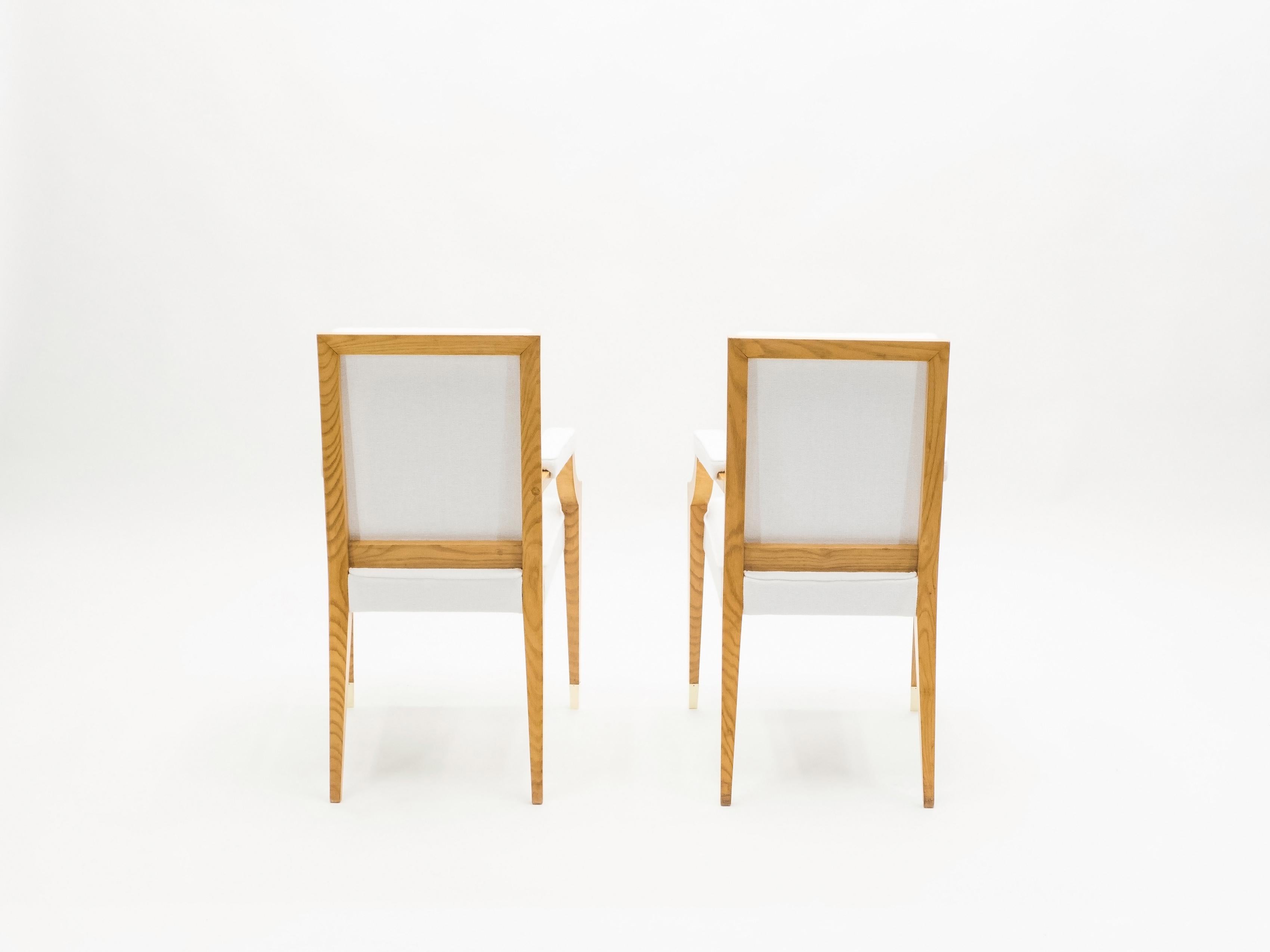 André Arbus Pair of Ash Wood Neoclassical Armchairs, 1940s For Sale 2