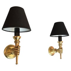 Andre Arbus Pair of Bronze Neoclassical Sconces, France 1950 Andre Arbus Pair of Bronze Neoclassical Sconces, France 1950