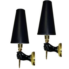 Andre Arbus Pair of Bronze Sconces , 4 Pairs Available, Priced by Pair