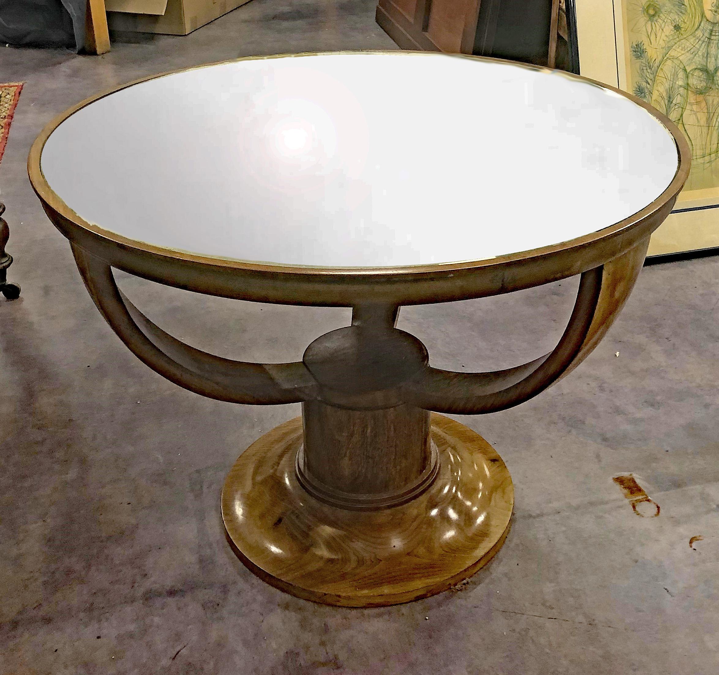 Art Déco André Arbus, raro gueridon in noce art déco, piano a specchio, 1938 in vendita