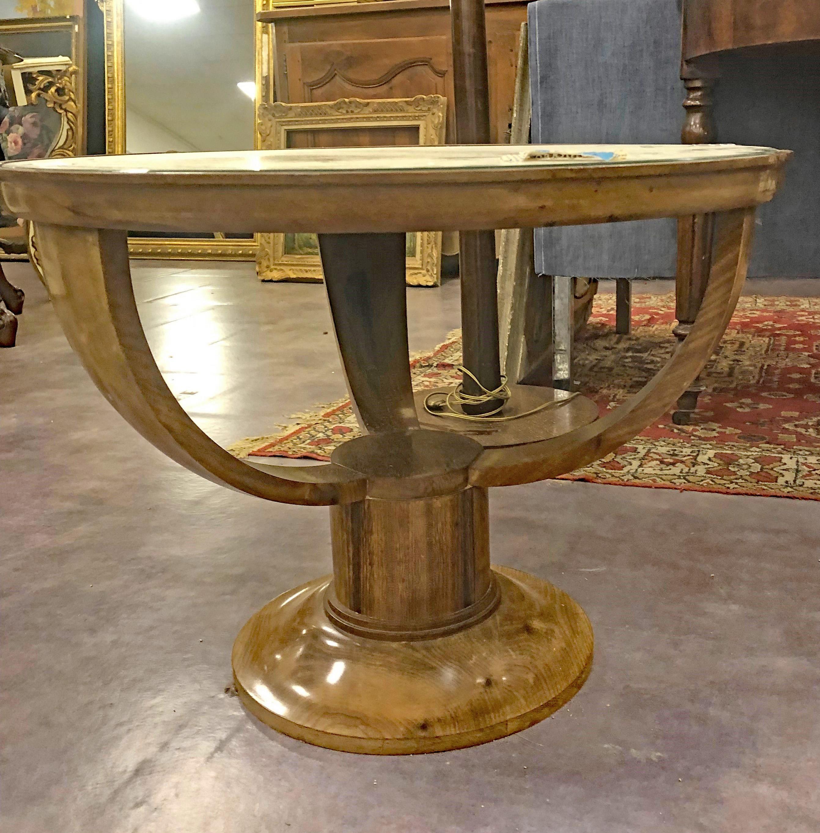 André Arbus, raro gueridon in noce art déco, piano a specchio, 1938 In condizioni buone in vendita a Saint-Ouen, FR