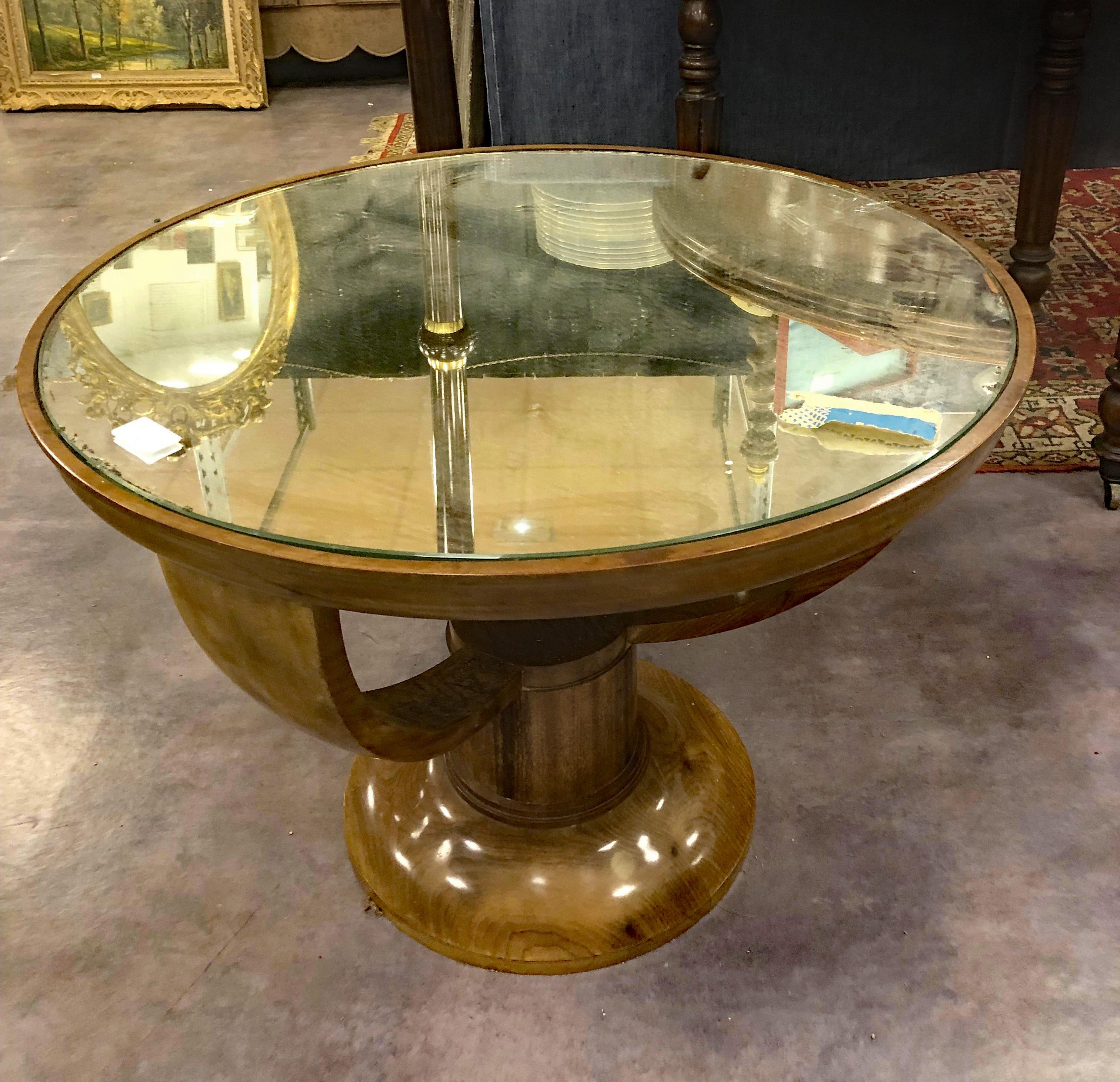 Metà XX secolo André Arbus, raro gueridon in noce art déco, piano a specchio, 1938 in vendita