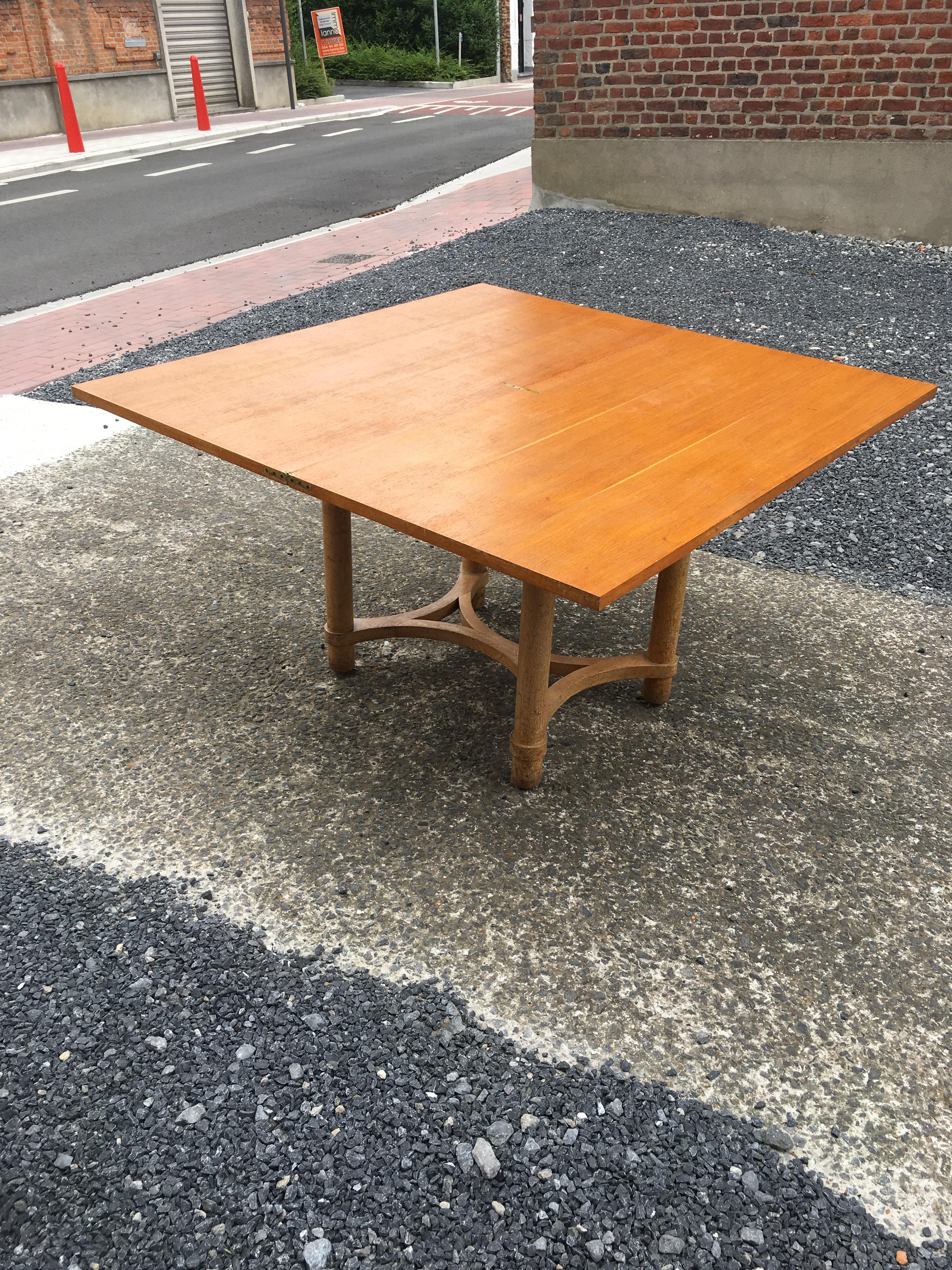 André Arbus, Rectangular Swivel Table with Ceruse Oak, circa 1950 In Good Condition For Sale In Saint-Ouen, FR