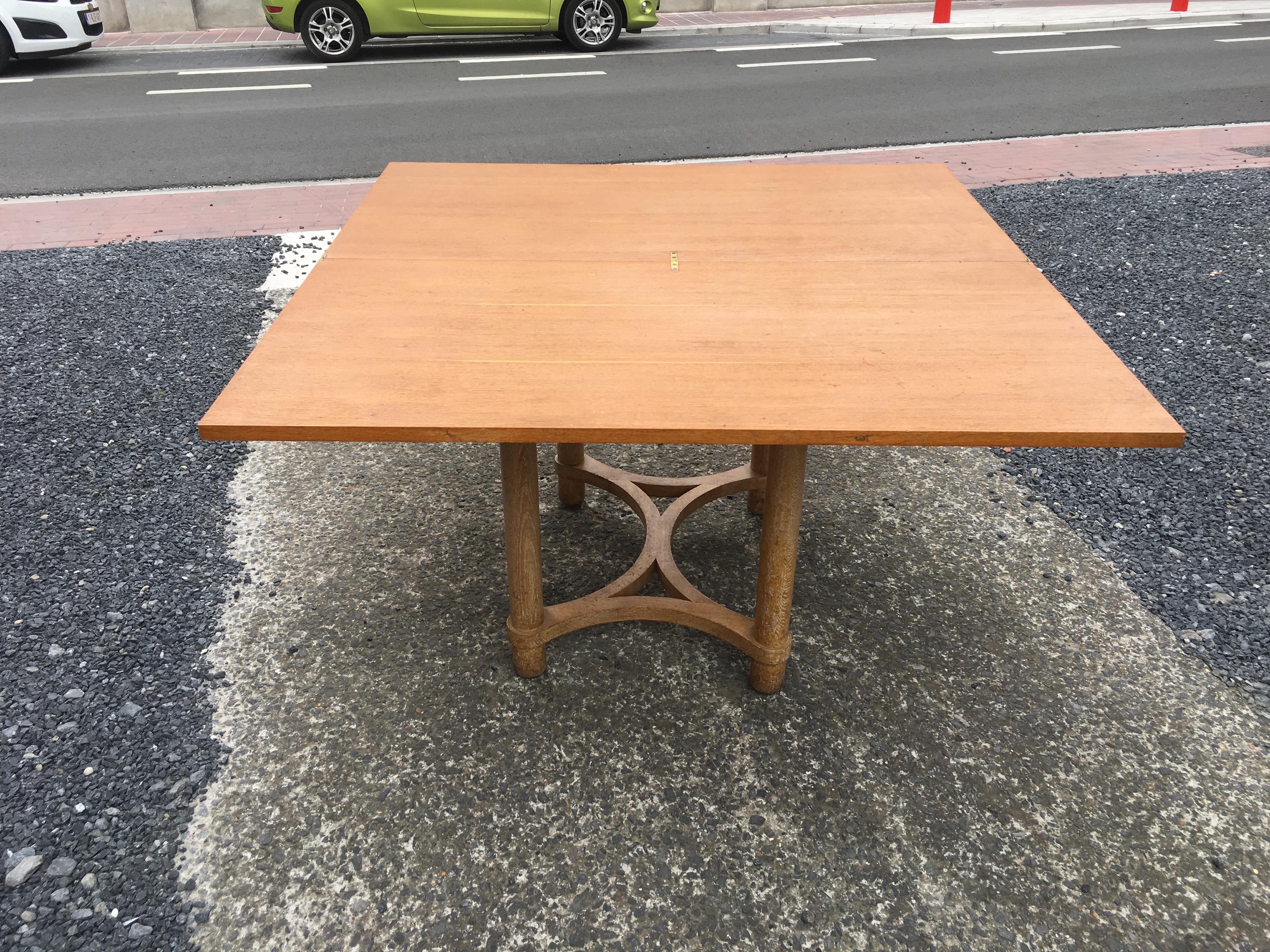 André Arbus, Rectangular Swivel Table with Ceruse Oak, circa 1950 For Sale 2