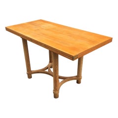 Retro André Arbus, Rectangular Swivel Table with Ceruse Oak, circa 1950