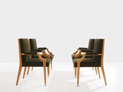 André Arbus set di quattro poltrone neoclassiche in legno di frassino anni '40