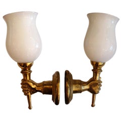Andre Arbus Style Brass Hand Sconces 1950s, Priced by Pair, 4 pairs Available