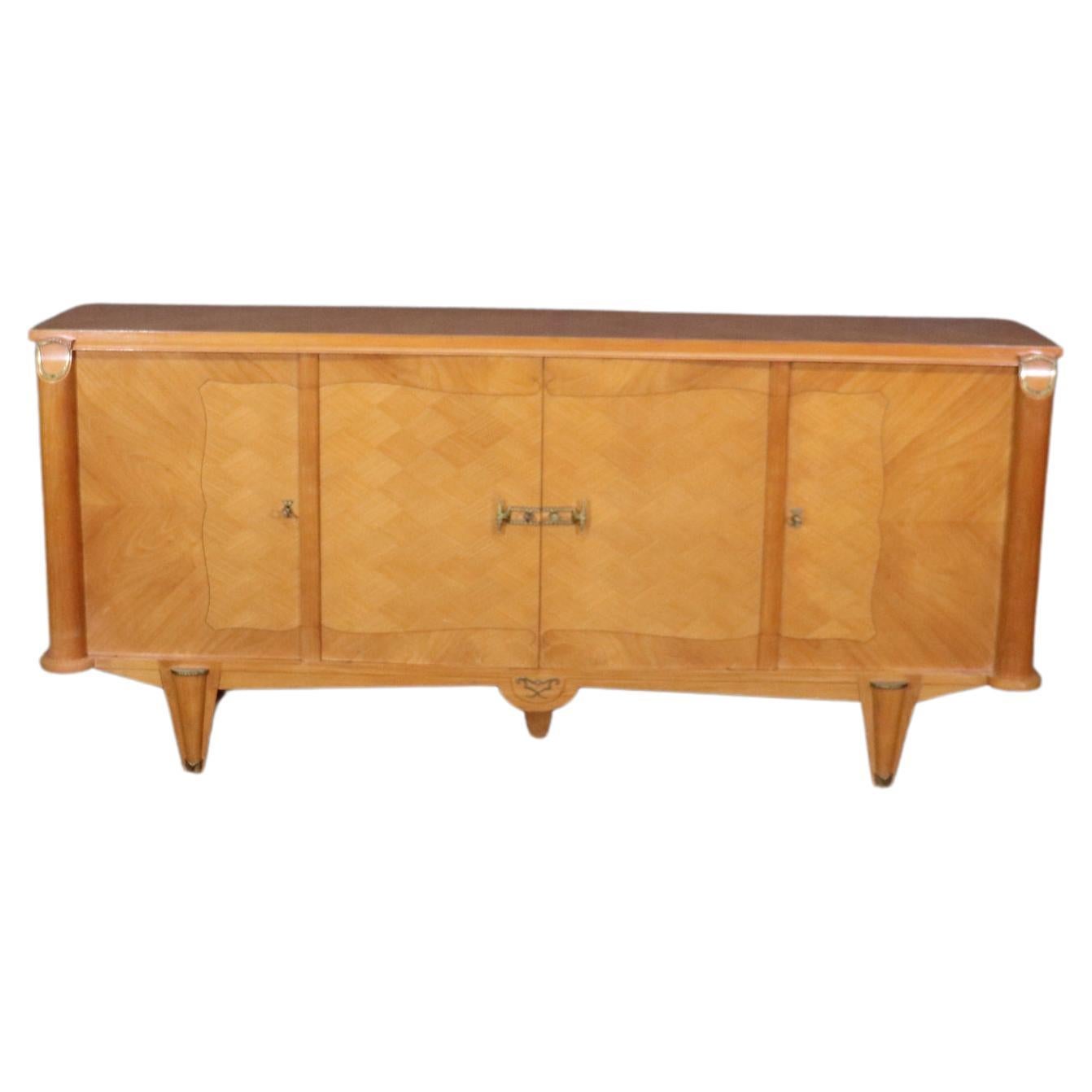 Andre Arbus Style Cherry Marquetry French Art Deco Sideboard Buffet Circa 1940 For Sale