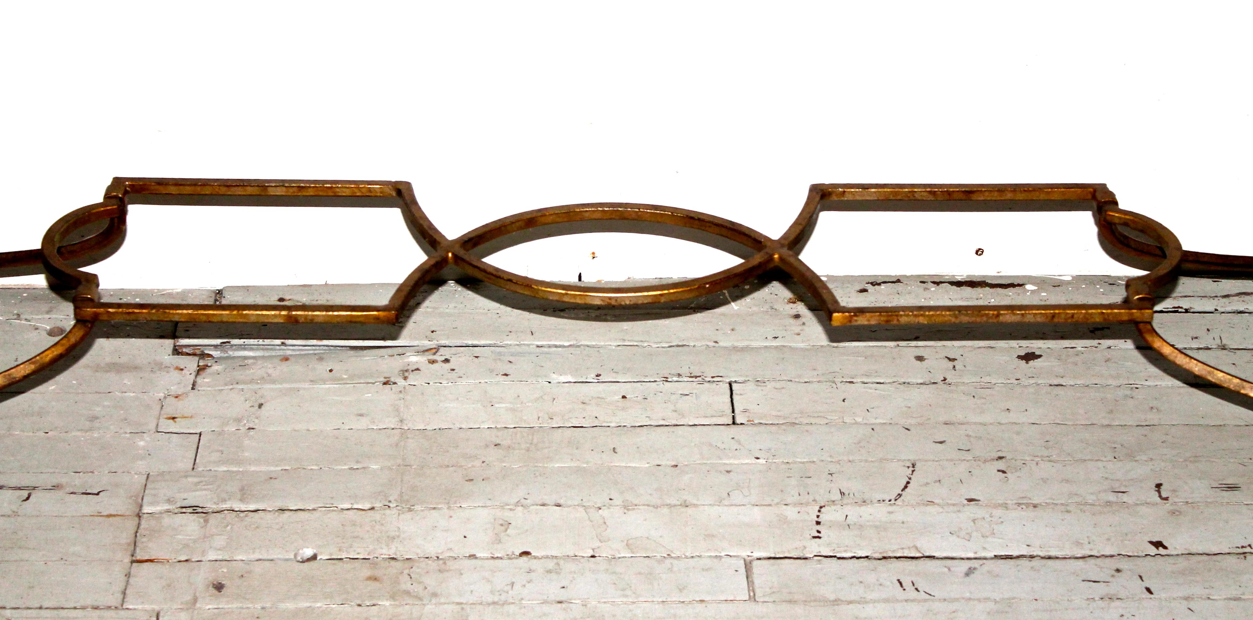20th Century Maison Jansen Style Gilt Wrought Iron and Beveled Glass Console For Sale