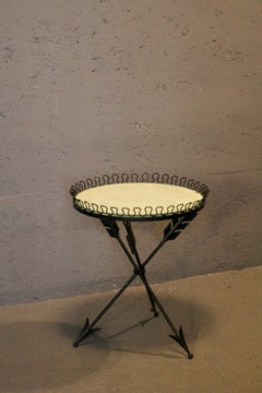 Gueridón de hierro forjado y cristal estilo Andre Arbus