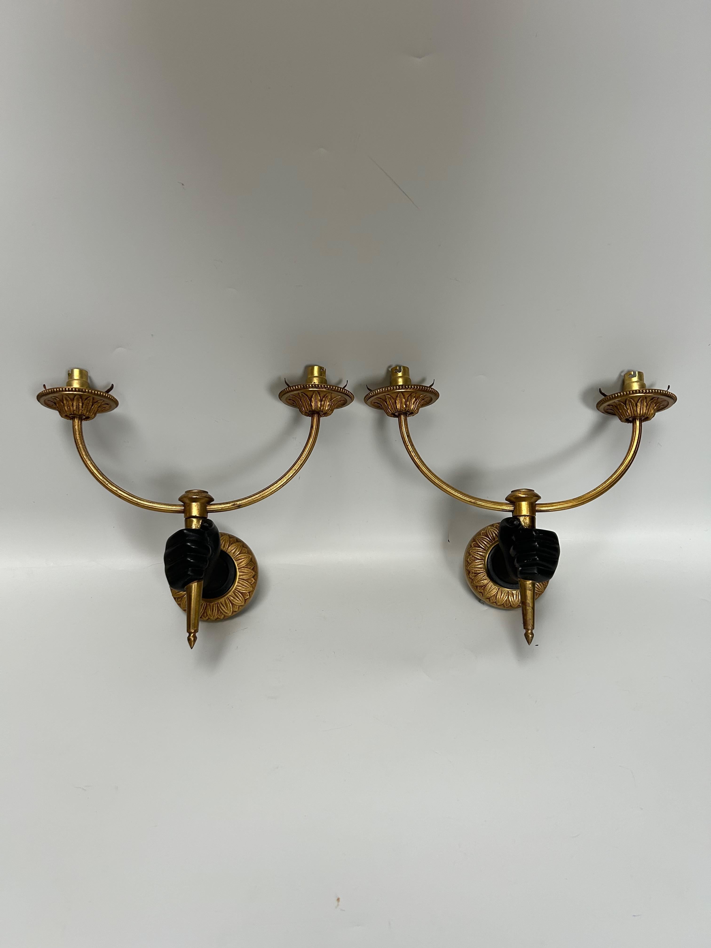 André Arbus Conjunto de 3 Apliques Dobles Art Decó en venta