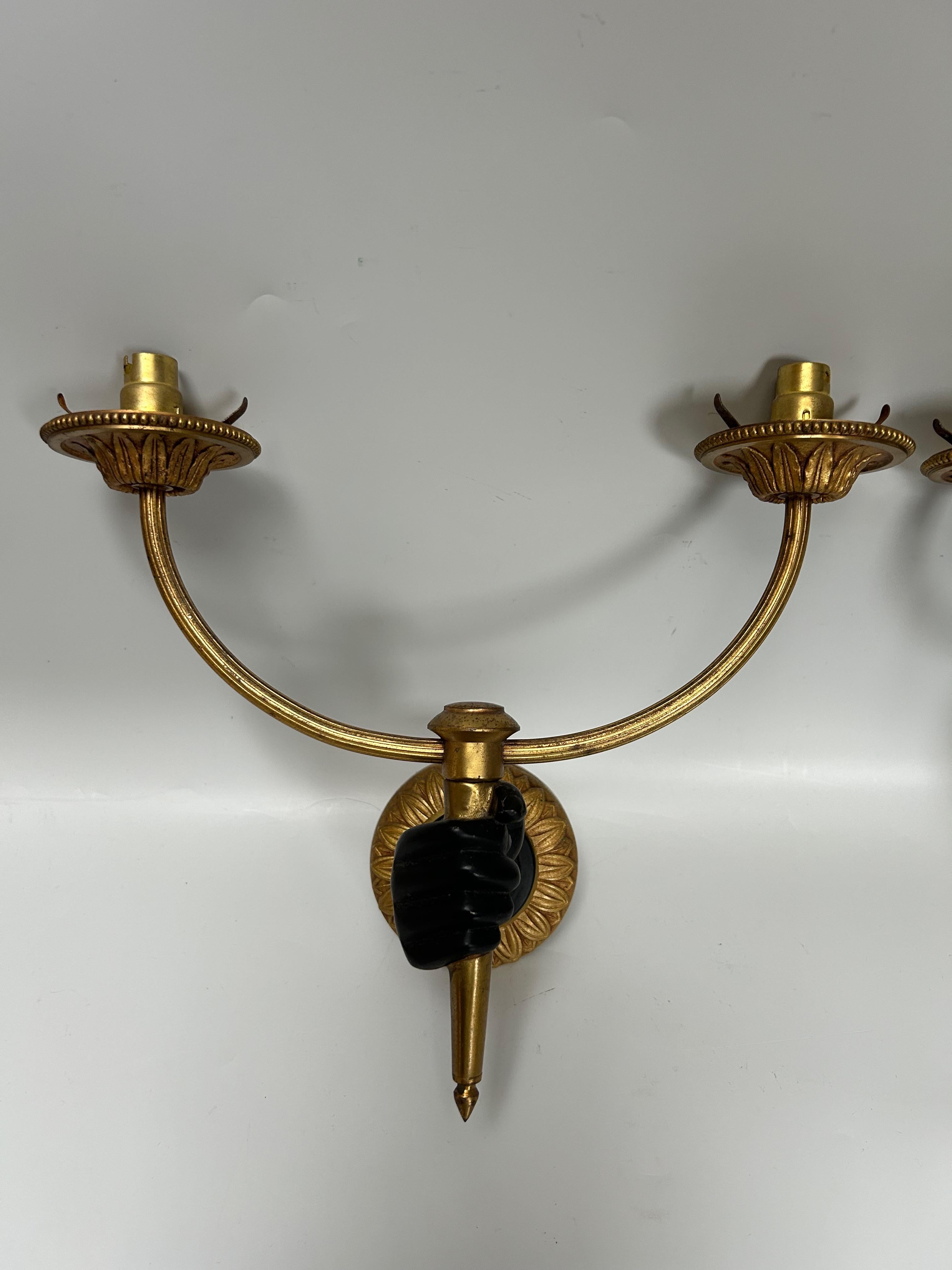 André Arbus Conjunto de 3 Apliques Dobles Francés en venta