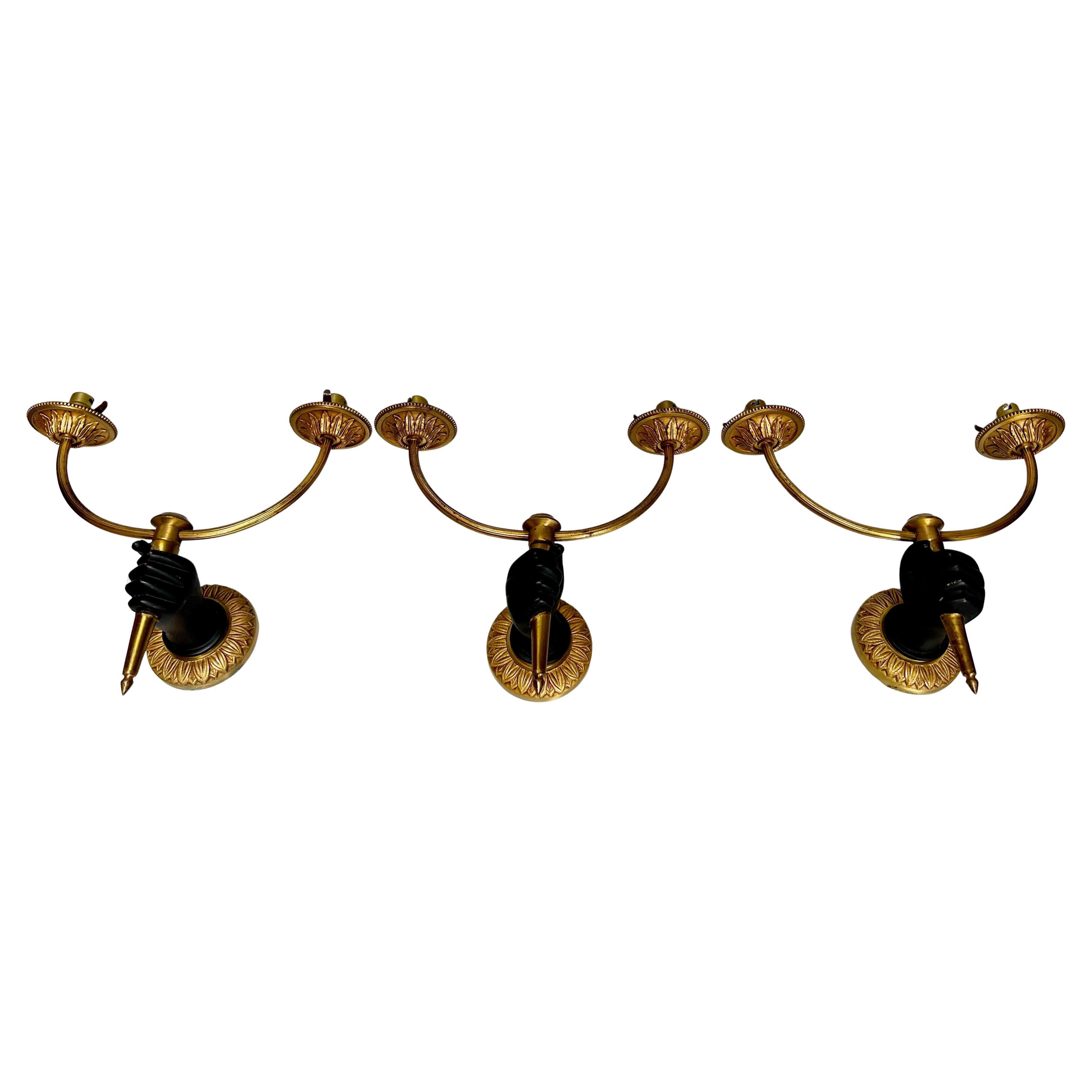 André Arbus Conjunto de 3 Apliques Dobles en venta