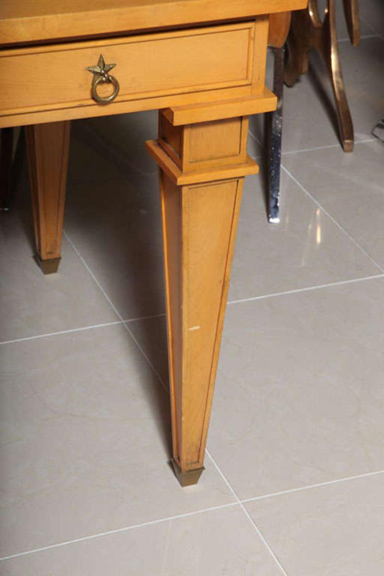 André Arbus Sycamore Desk, Writing Table, Bureau Plat In Good Condition For Sale In Hollywood, FL