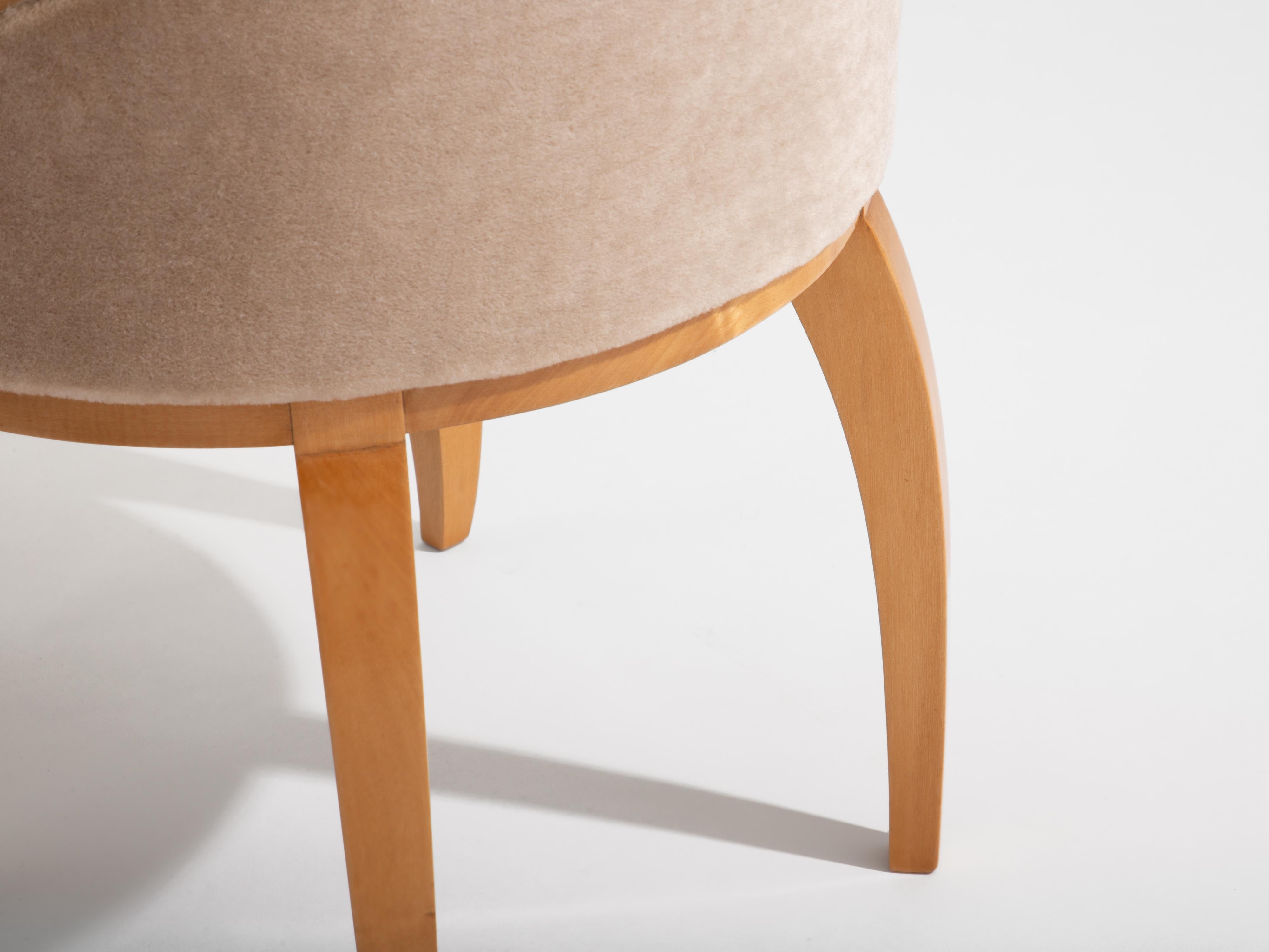 André Arbus Sycamore Mohair Samt Schreibtisch oder Eitelkeit Tisch Stuhl 1934 im Angebot 3