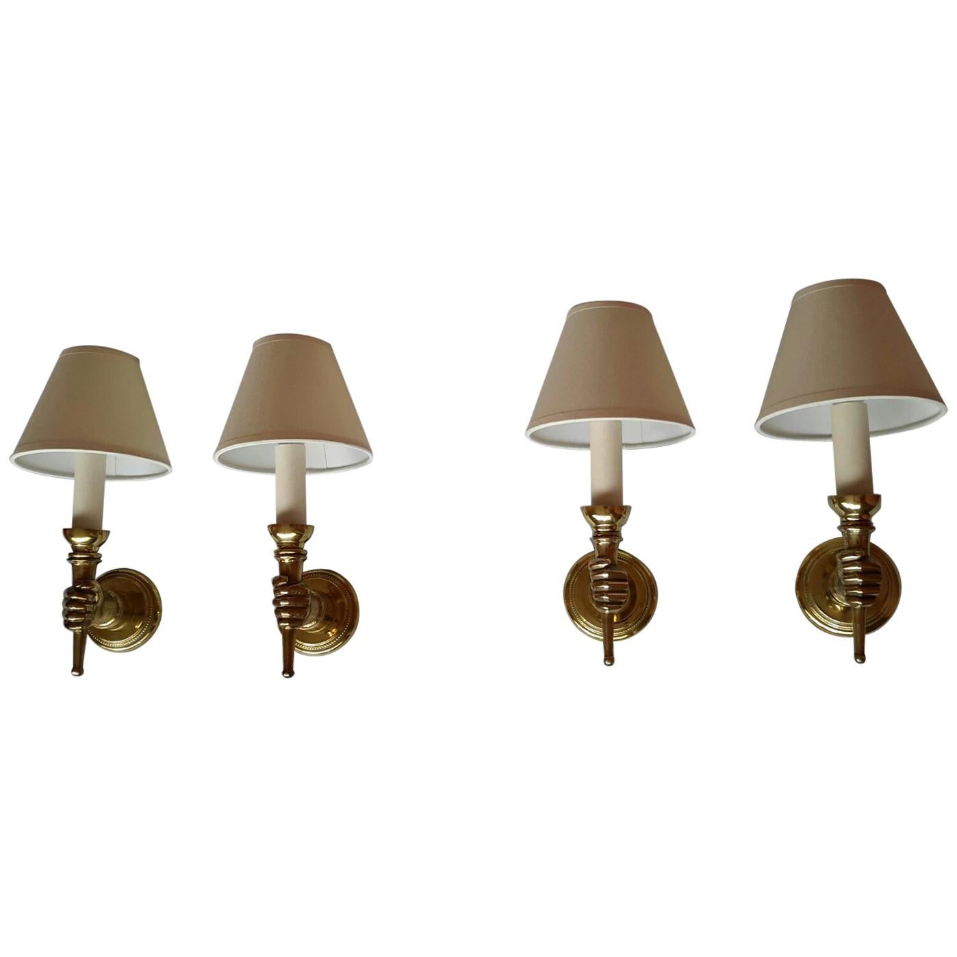 Andre Arbus Two Pairs of Neoclassical Sconces Andrè Arbus France, 1950s