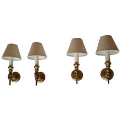 Andre Arbus Two Pairs of Neoclassical Sconces Andrè Arbus France, 1950s