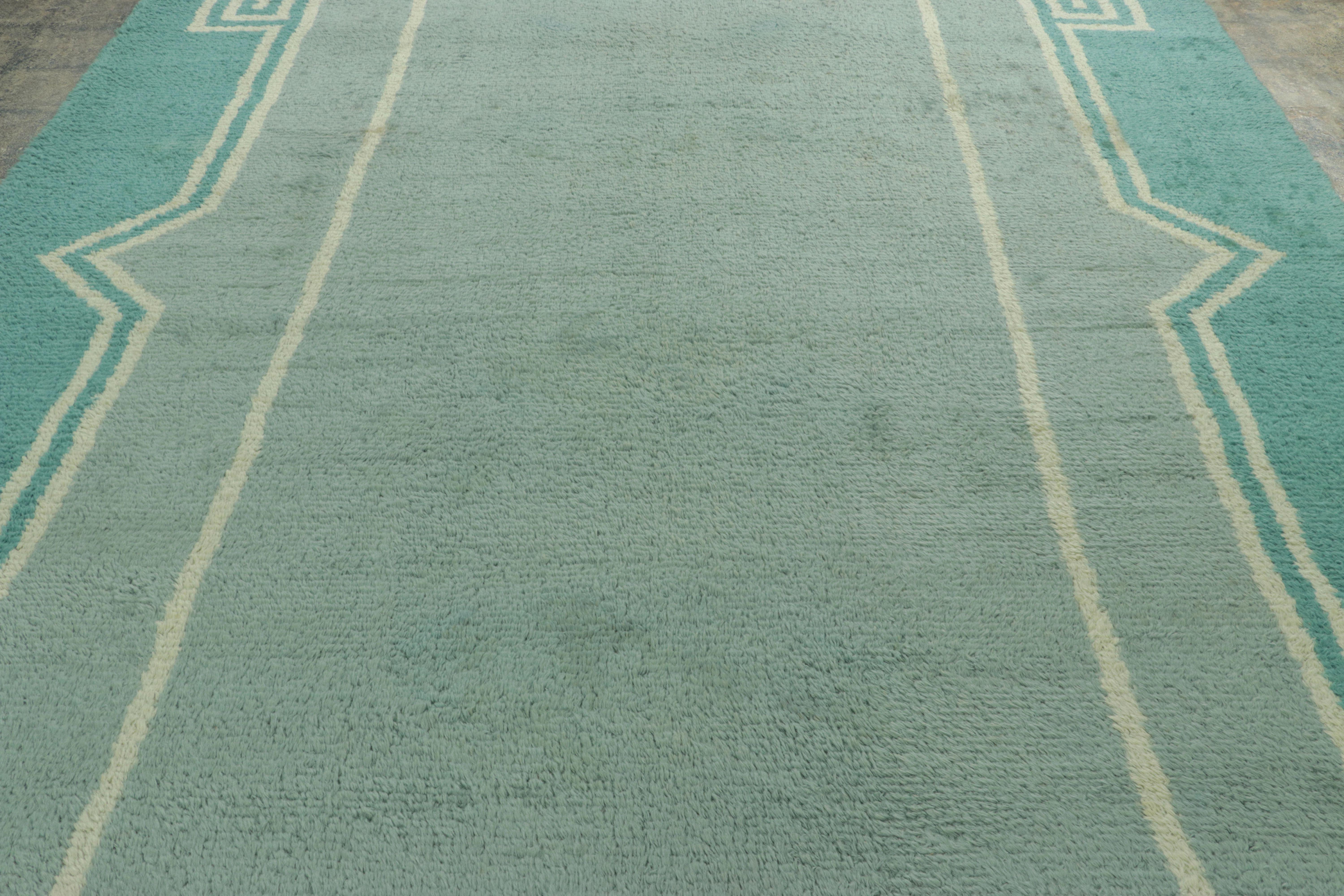 André Arbus Französischer Vintage Art Deco Teppich in Blau - Rug & Kilim im Zustand „Gut“ im Angebot in Long Island City, NY