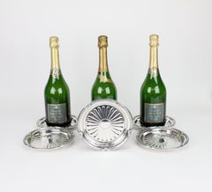 André Aucoc Paris Set of Six Wine or Champagne Coasters in Sterling Silver.