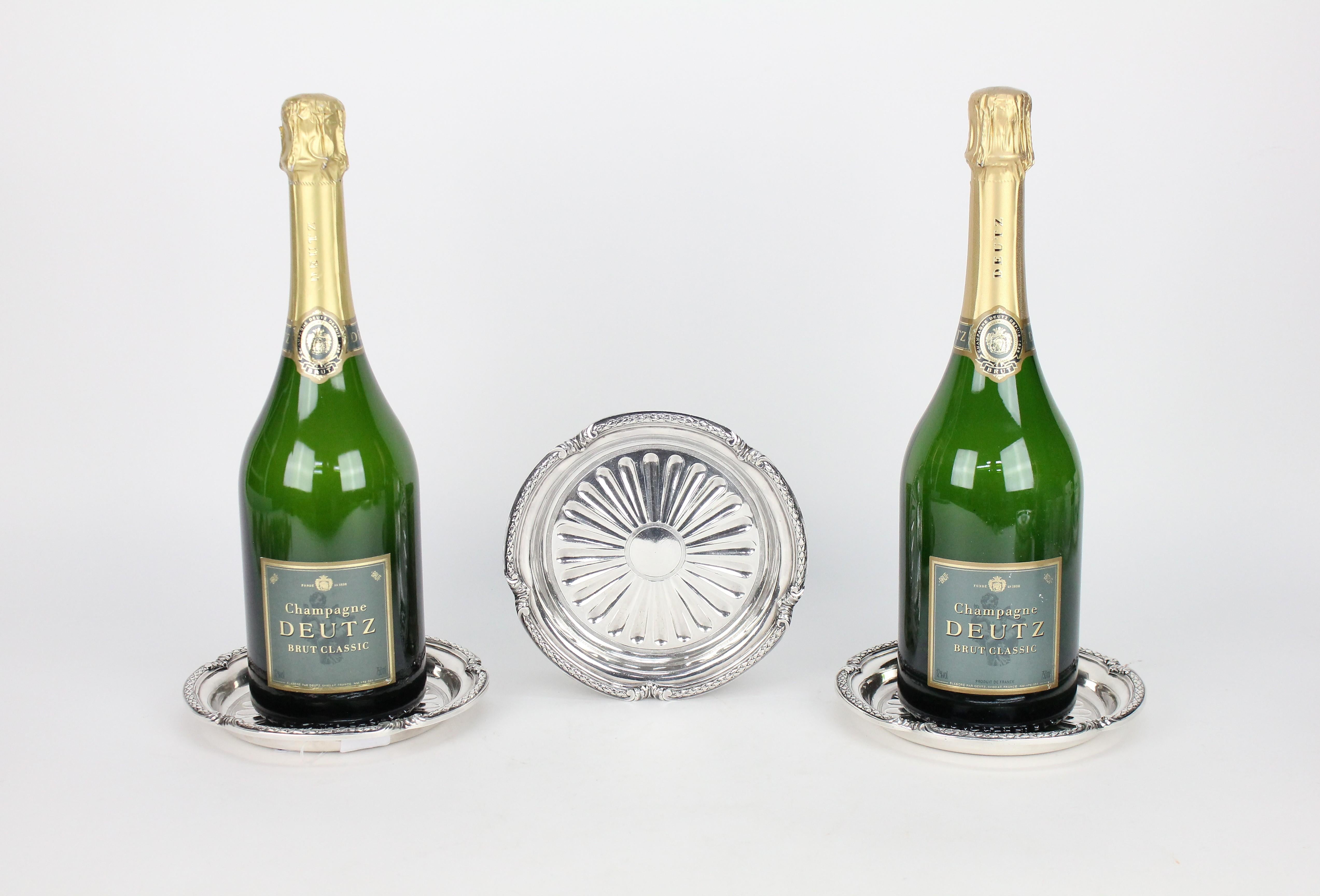 André A. Aucoc Paris Satz von sechs Wein- oder Champagner-Untersetzern aus Sterling Silber. im Angebot 1