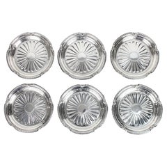 André Aucoc Paris Set of Six Wine or Champagne Coasters in Sterling Silver.