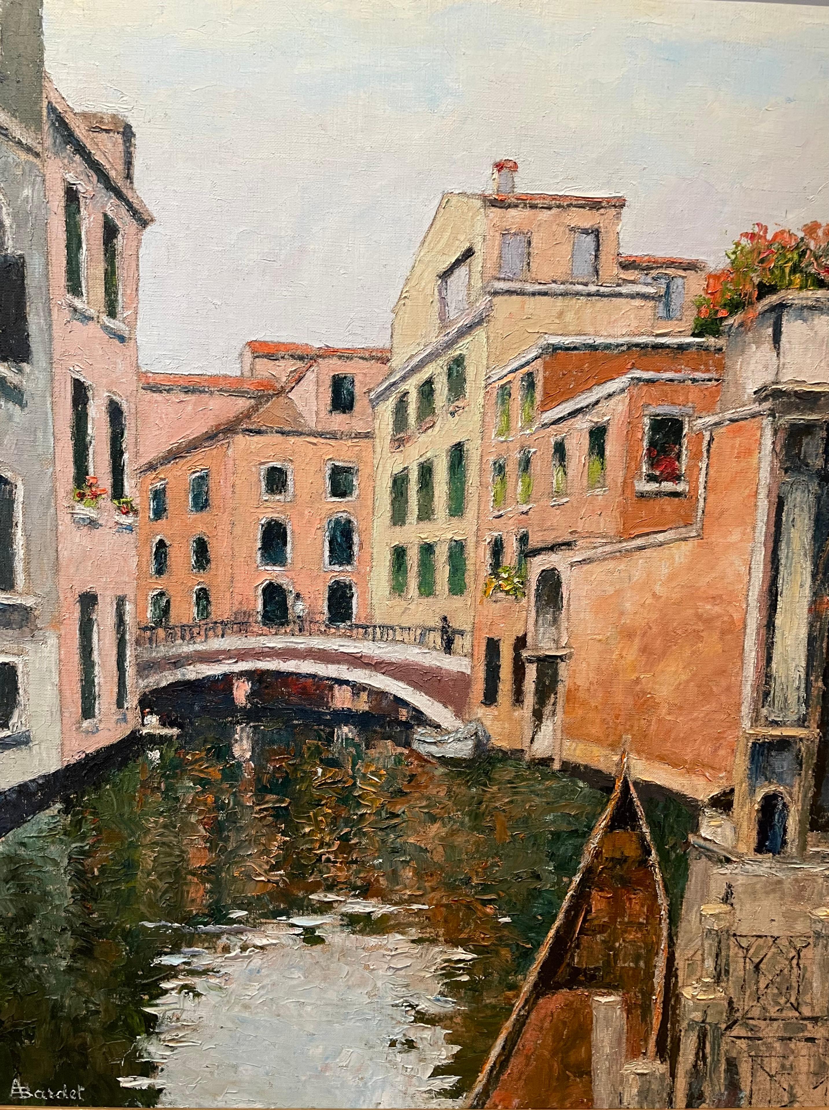Canaletto à Venise - Painting de Andre Bardet