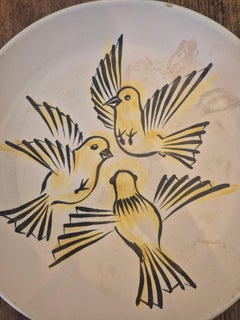 ANDRÉ BAUD (1903-1986) Große Platte mit Vogelmotiven, Vallauris, Frankreich, um 1950