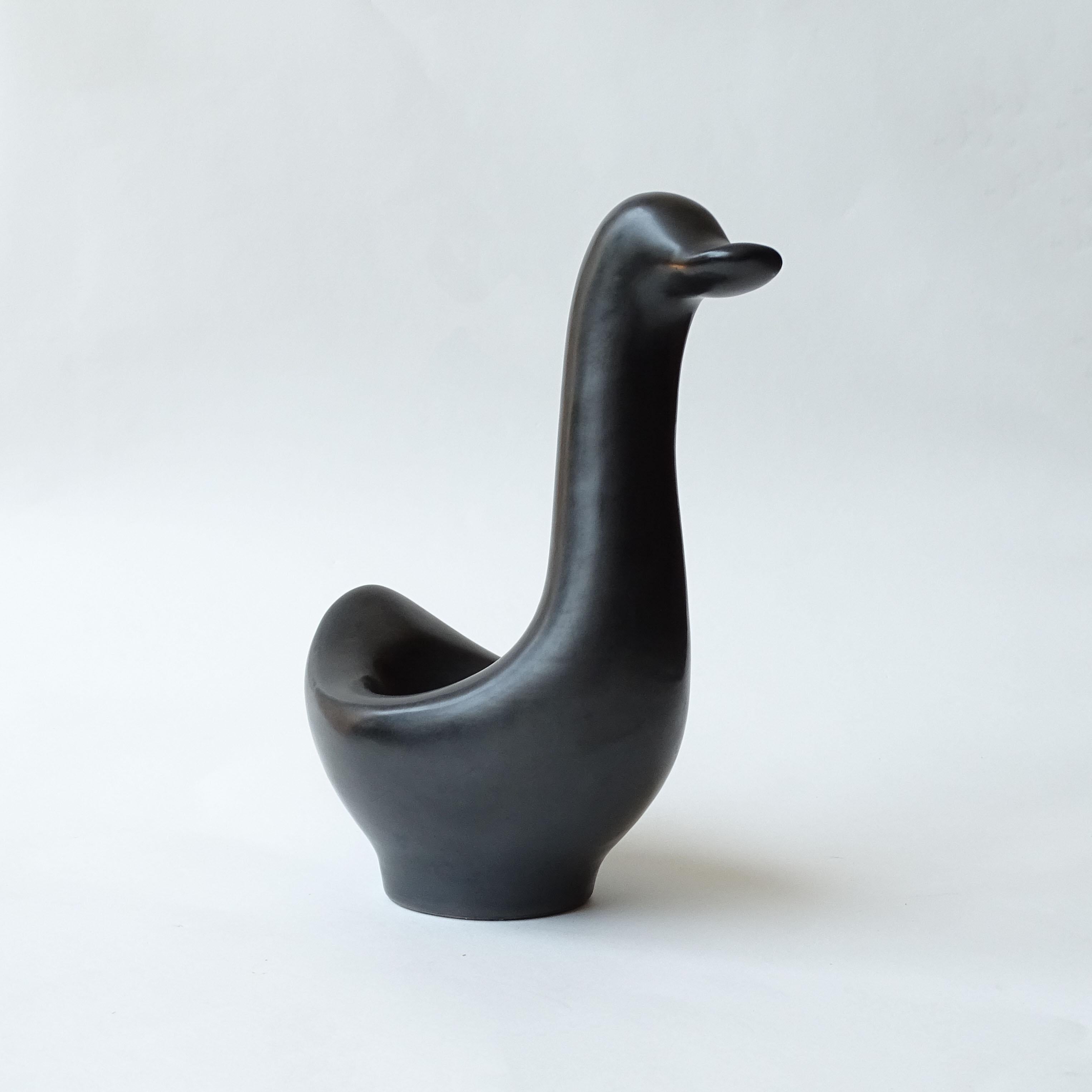 Vide-Poche Pato de Cerámica Negra André Baud. Vallauris Francia Años 50 Moderno de mediados de siglo en venta