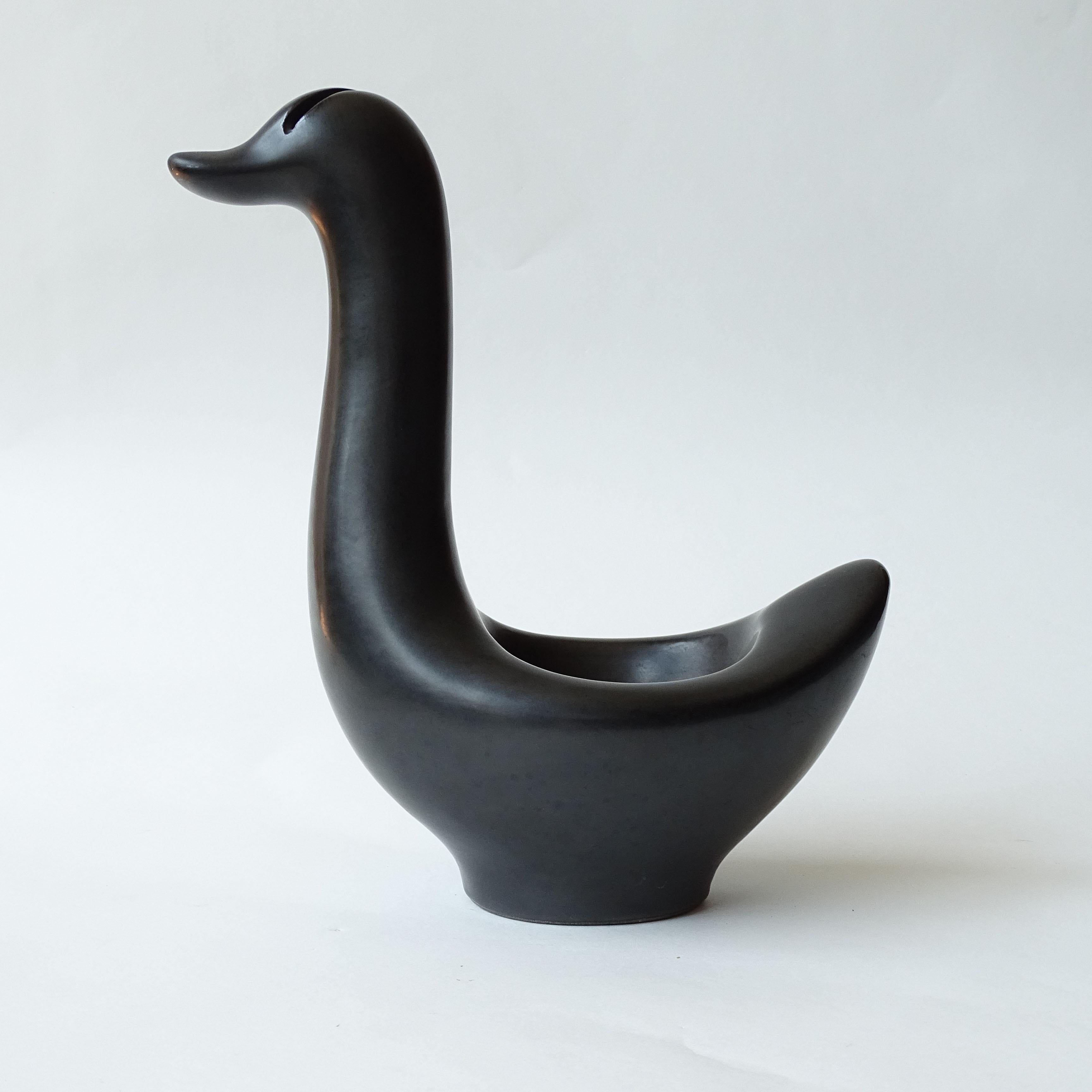 Vide-Poche Pato de Cerámica Negra André Baud. Vallauris Francia Años 50 en venta 1