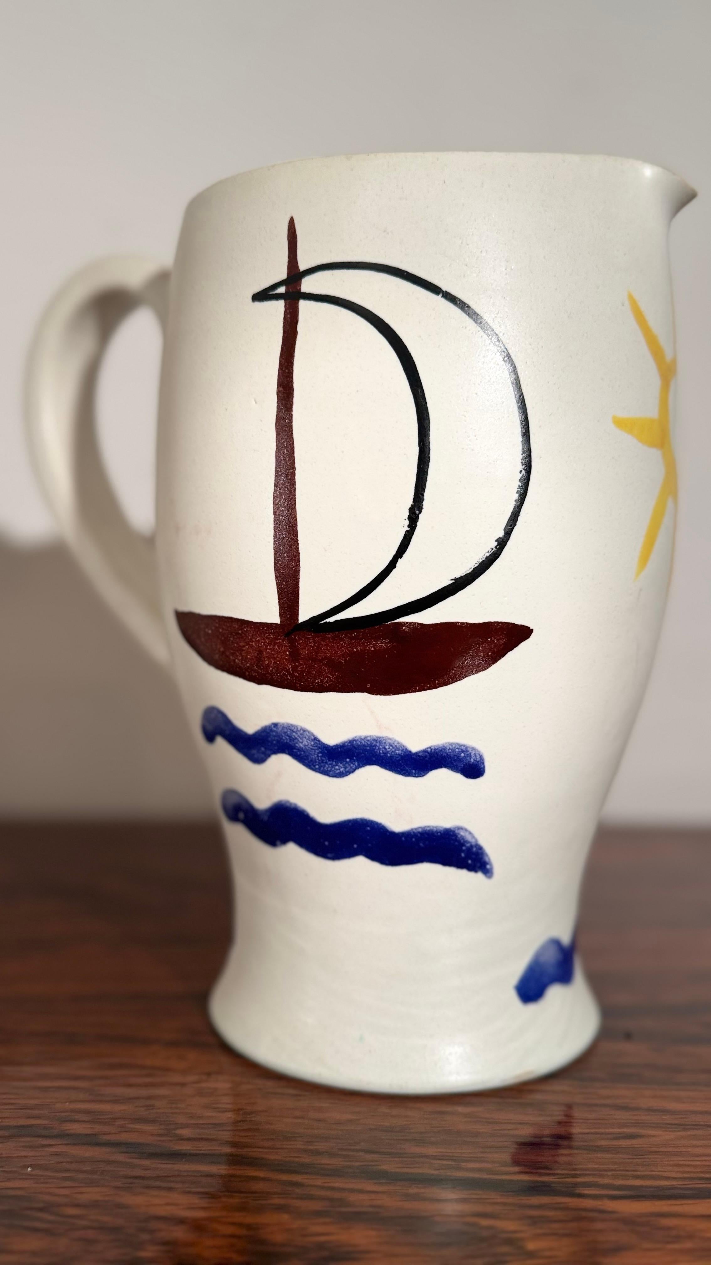 Andre Baud for Vallauris, Ceramic Jug and 6 Goblets Set, 1960s en vente 2