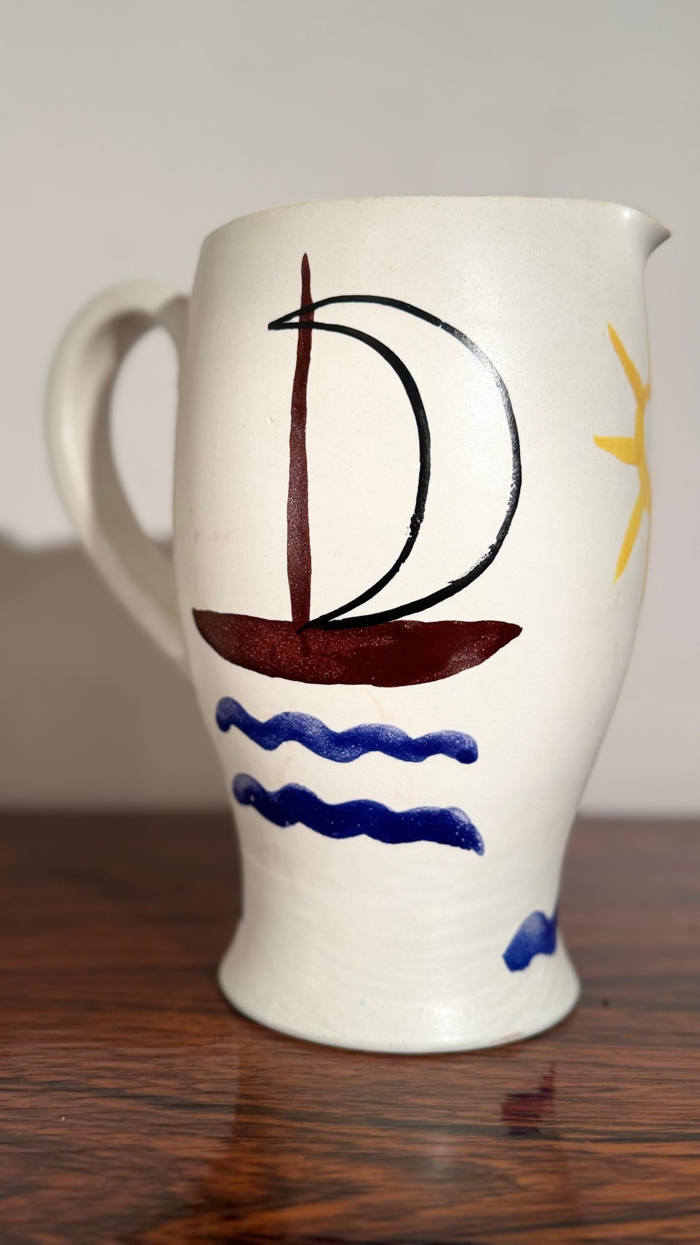 Andre Baud for Vallauris, Ceramic Jug and 6 Goblets Set, 1960s en vente 3