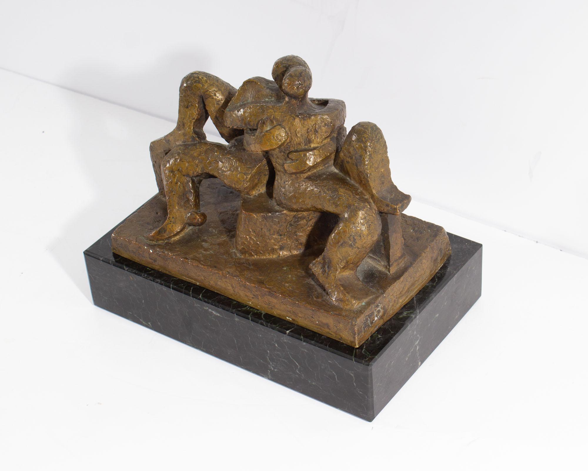 Andre Beaudin “Lovers” Limited Edition Cubist Style Bronze Sculpture  For Sale 3