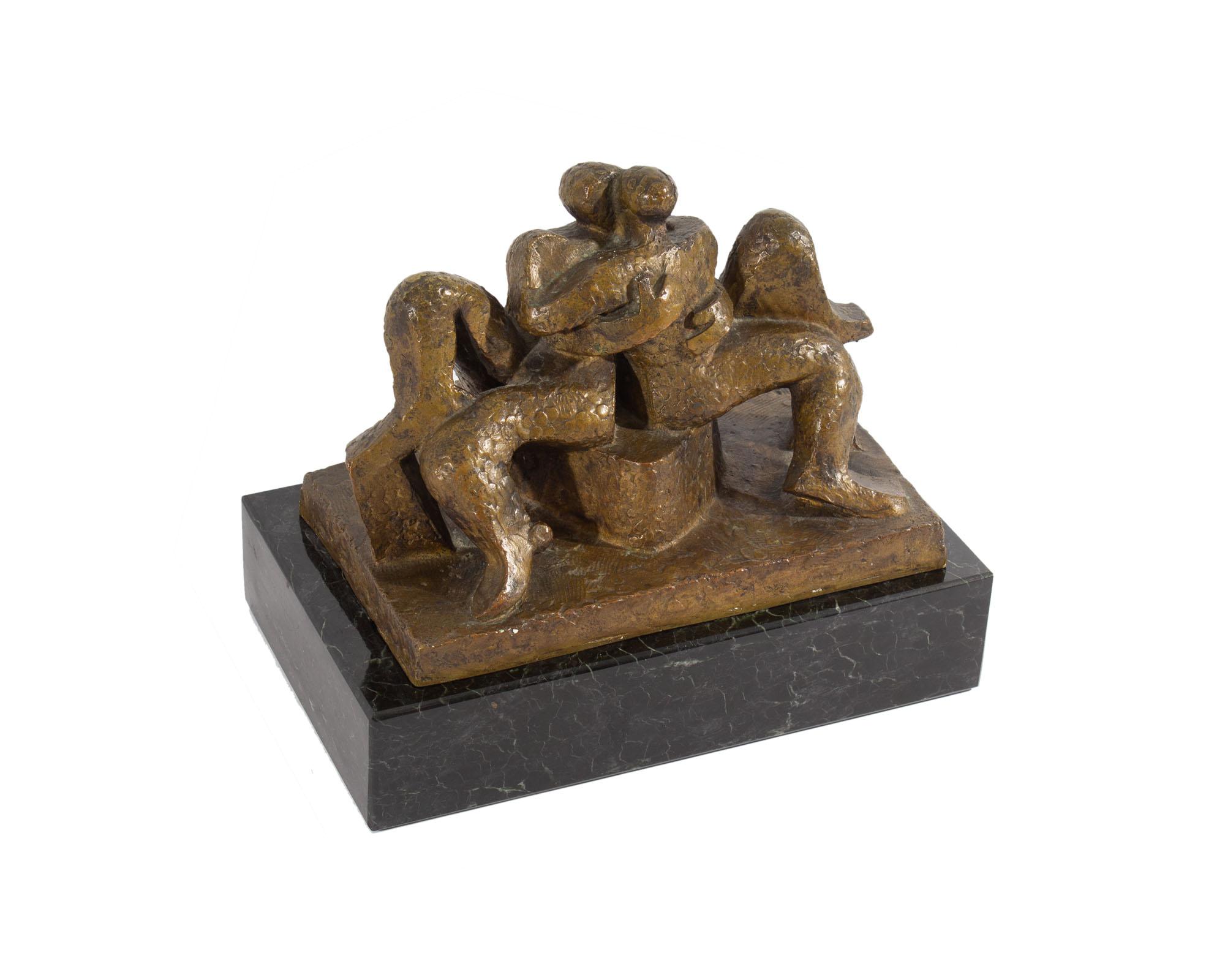 Sculpture en bronze en édition limitée intitulée Lovers de l'artiste français Andre Beaudin (1895-1975). Signée et numérotée 