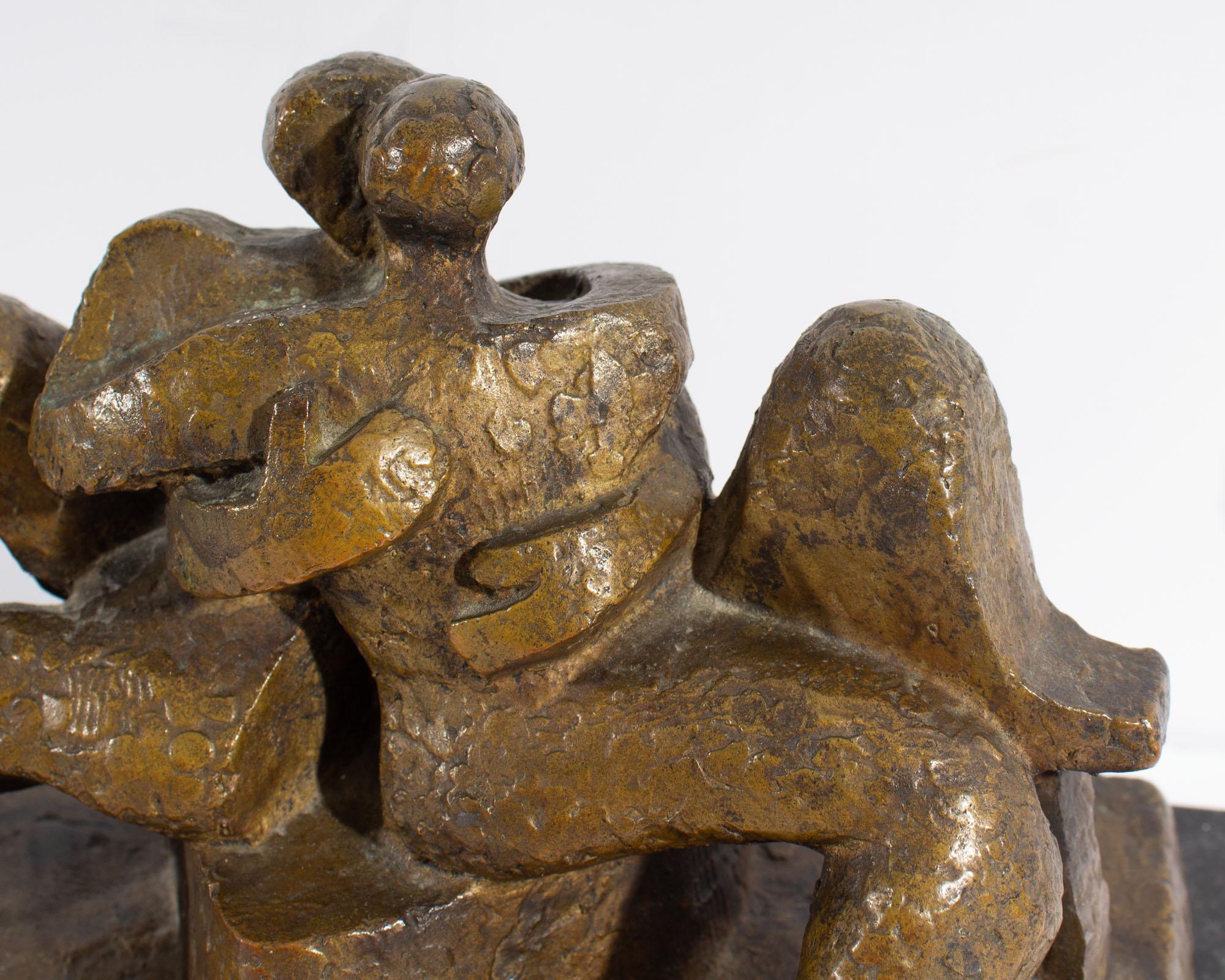 Andre Beaudin “Lovers” Limited Edition Cubist Style Bronze Sculpture  For Sale 2