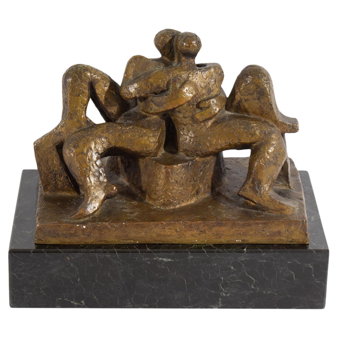 Andre Beaudin “Lovers” Limited Edition Cubist Style Bronze Sculpture  For Sale