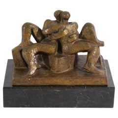 Sculpture en bronze de style cubiste en édition limitée Andre Beaudin Lovers 